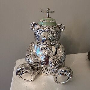 Reed & Barton Silver Bear Coin Bank